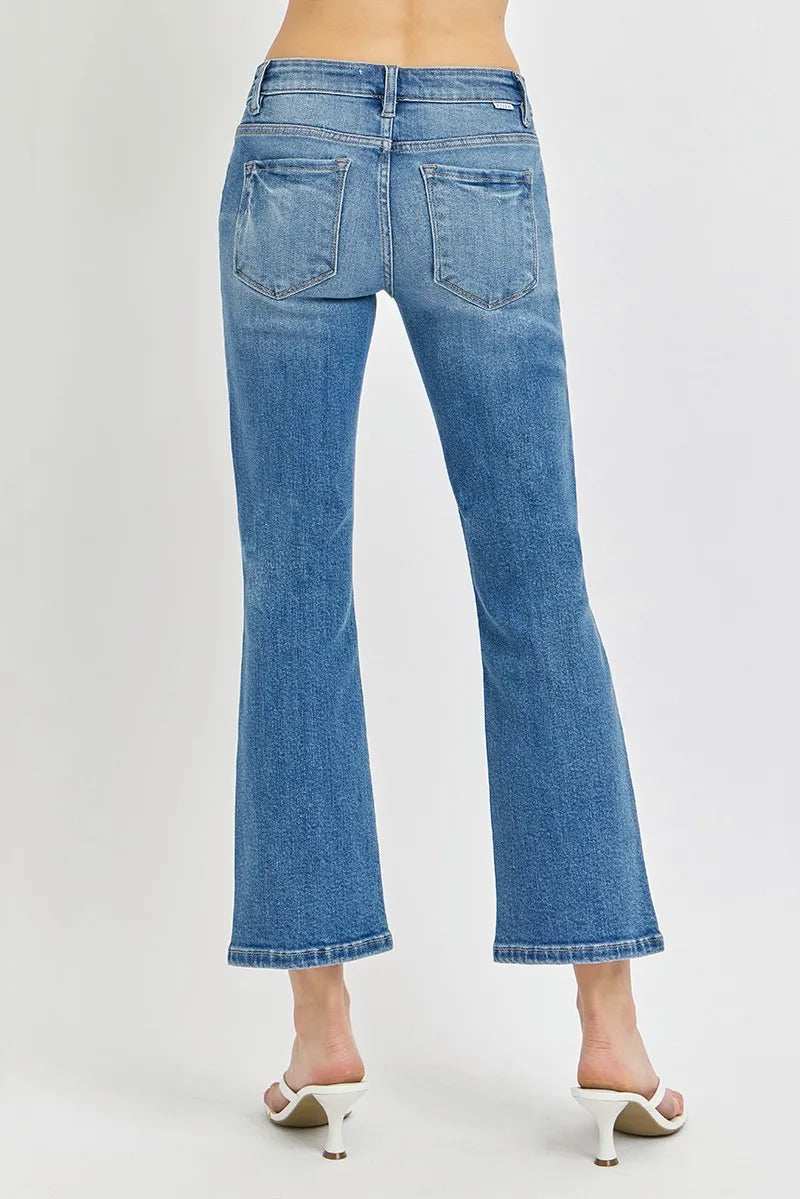 RISEN Full Size Low Rise Crop Flare Jeans Plus Size - Trendsi - Flyclothing LLC