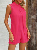 Mock Neck Sleeveless Romper - Trendsi