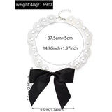 Pearl Choker Necklace with Bow Accent - Trendsi - Flyclothing LLC
