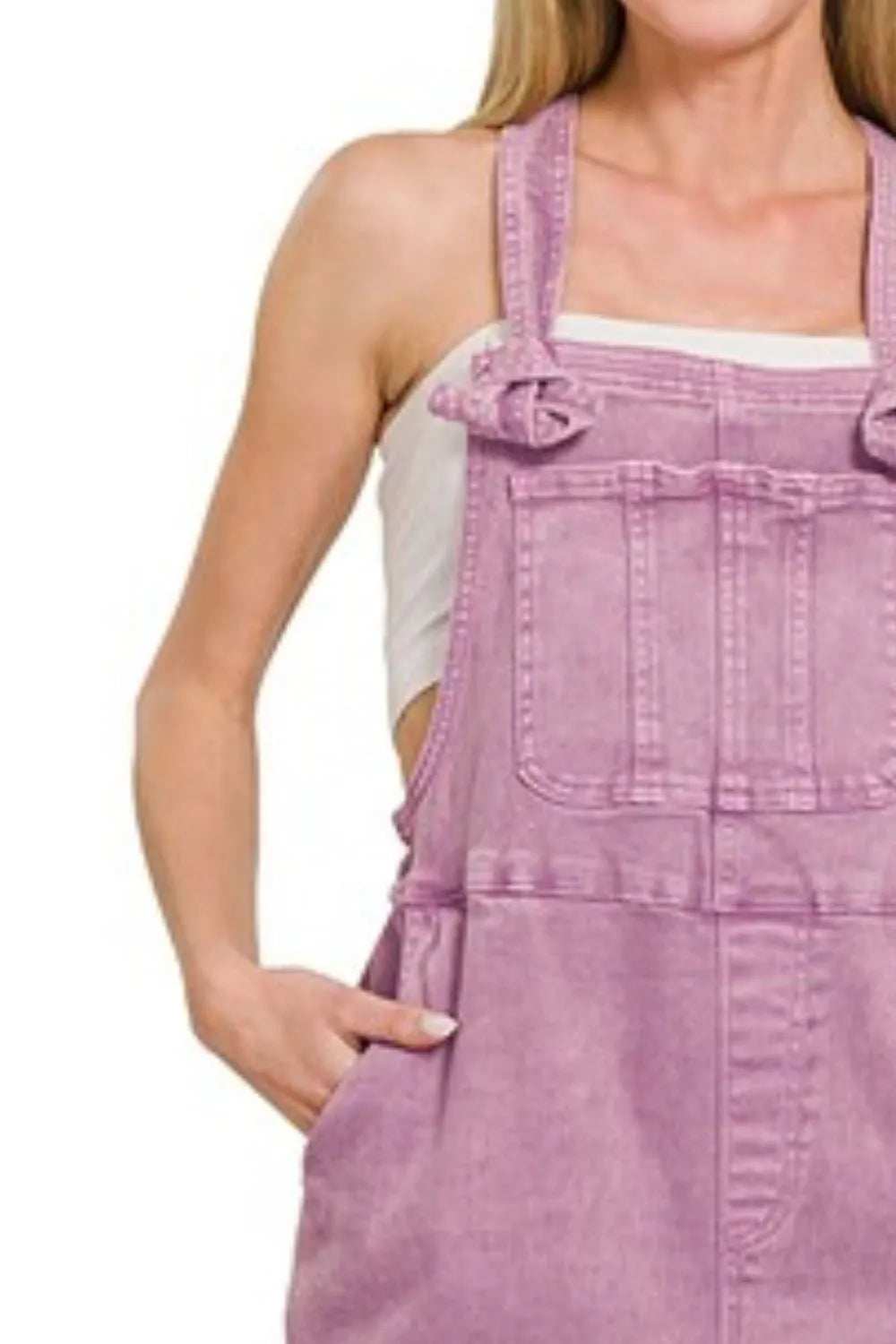 Zenana Washed Knot Strap Relaxed Fit Overalls - Trendsi - Flyclothing LLC