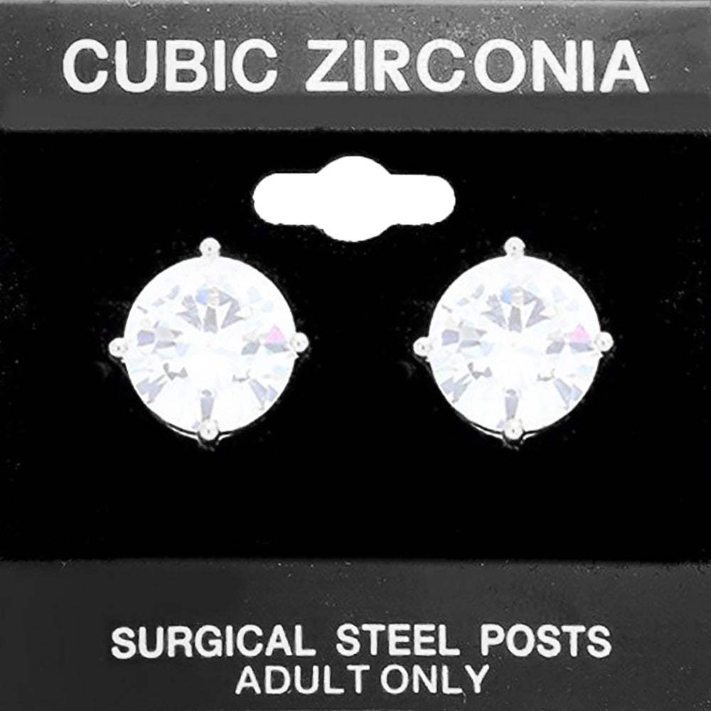 12mm Round CZ Stud Earrings - Madeline Love - Flyclothing LLC