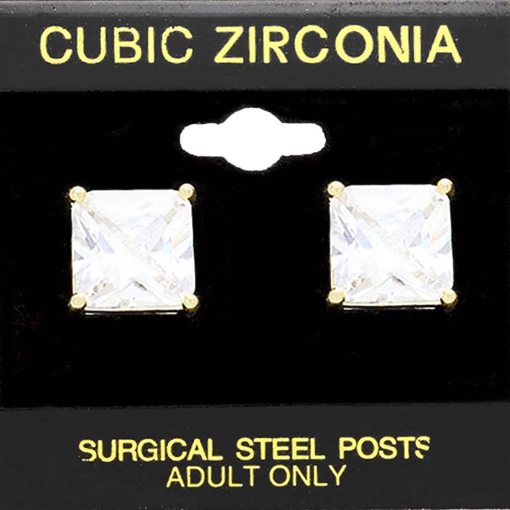 12mm Square CZ Stud Earrings - Madeline Love - Flyclothing LLC