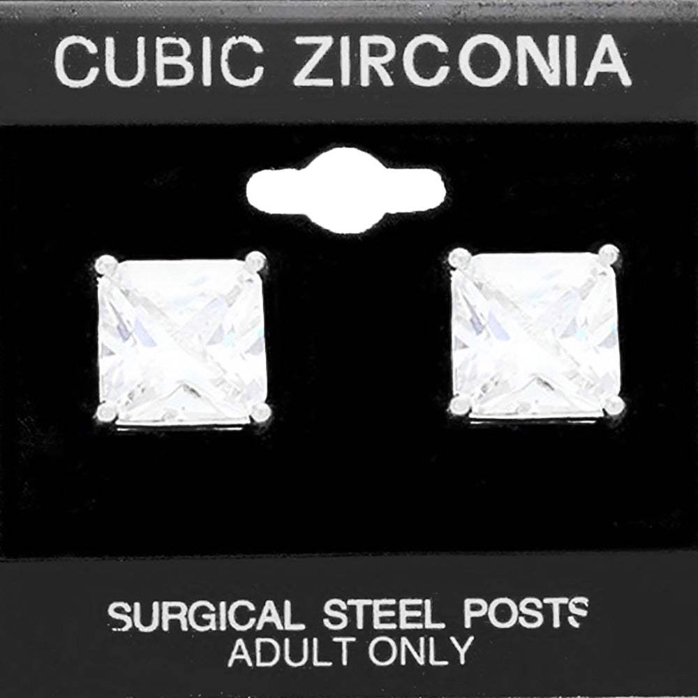 12mm Square CZ Stud Earrings - Madeline Love - Flyclothing LLC