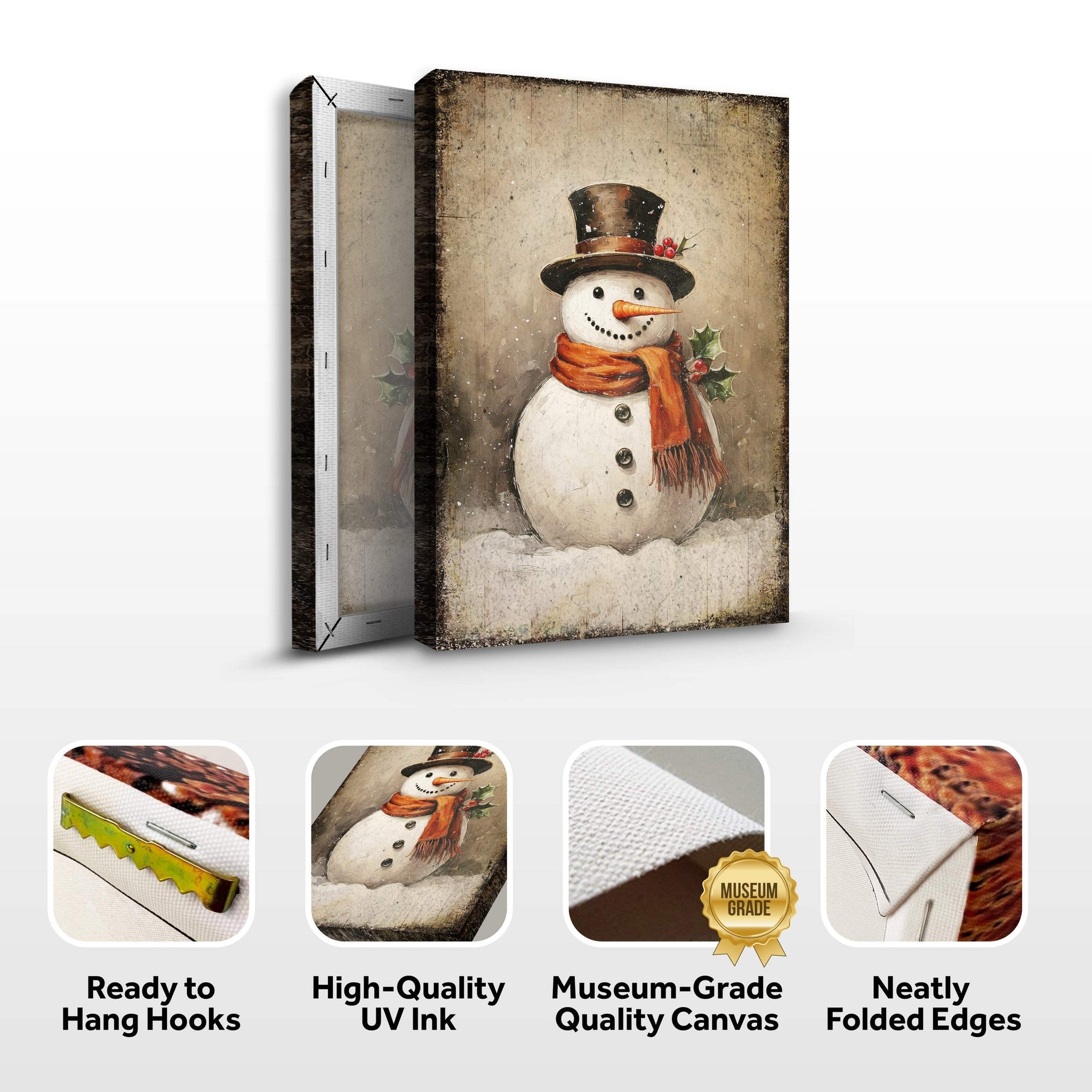 Vintage Snowman Christmas Wall Art IV - Tailored Canvases - Flyclothing LLC