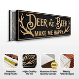Deer And Beer Make Me Happy Hunting Sign - Tailored Canvases - Flyclothing LLC