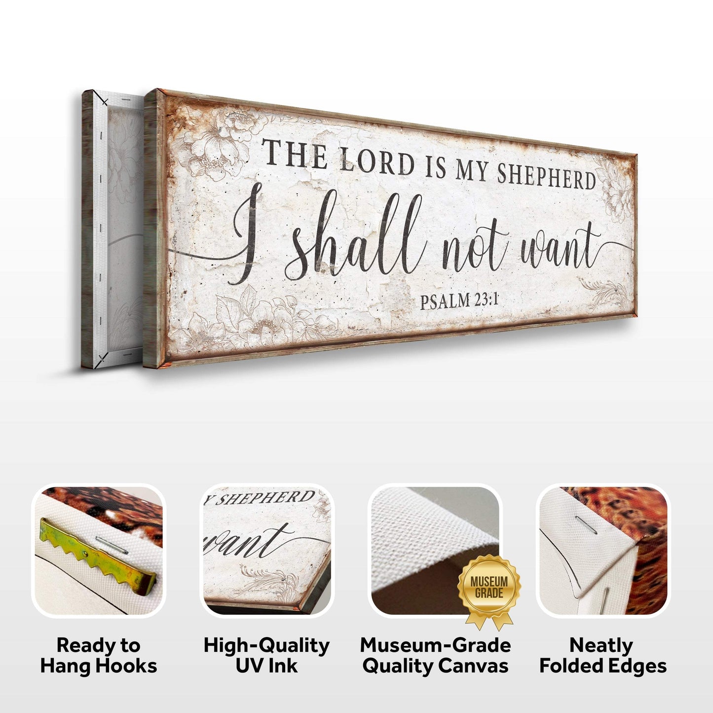 The Lord Is My Shepherd I Shall Not Want Psalm 23:1 Faith Sign - Tailored Canvases - Flyclothing LLC