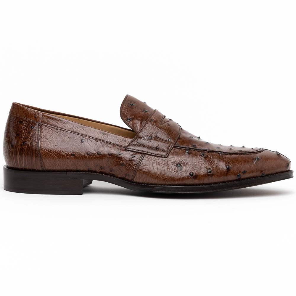 13-500-BRN ROMA Ostrich Quill Penny Loafer, Brown - Zelli Italia - Flyclothing LLC