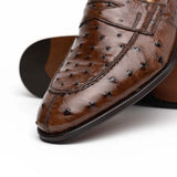 13-500-BRN ROMA Ostrich Quill Penny Loafer, Brown - Zelli Italia - Flyclothing LLC