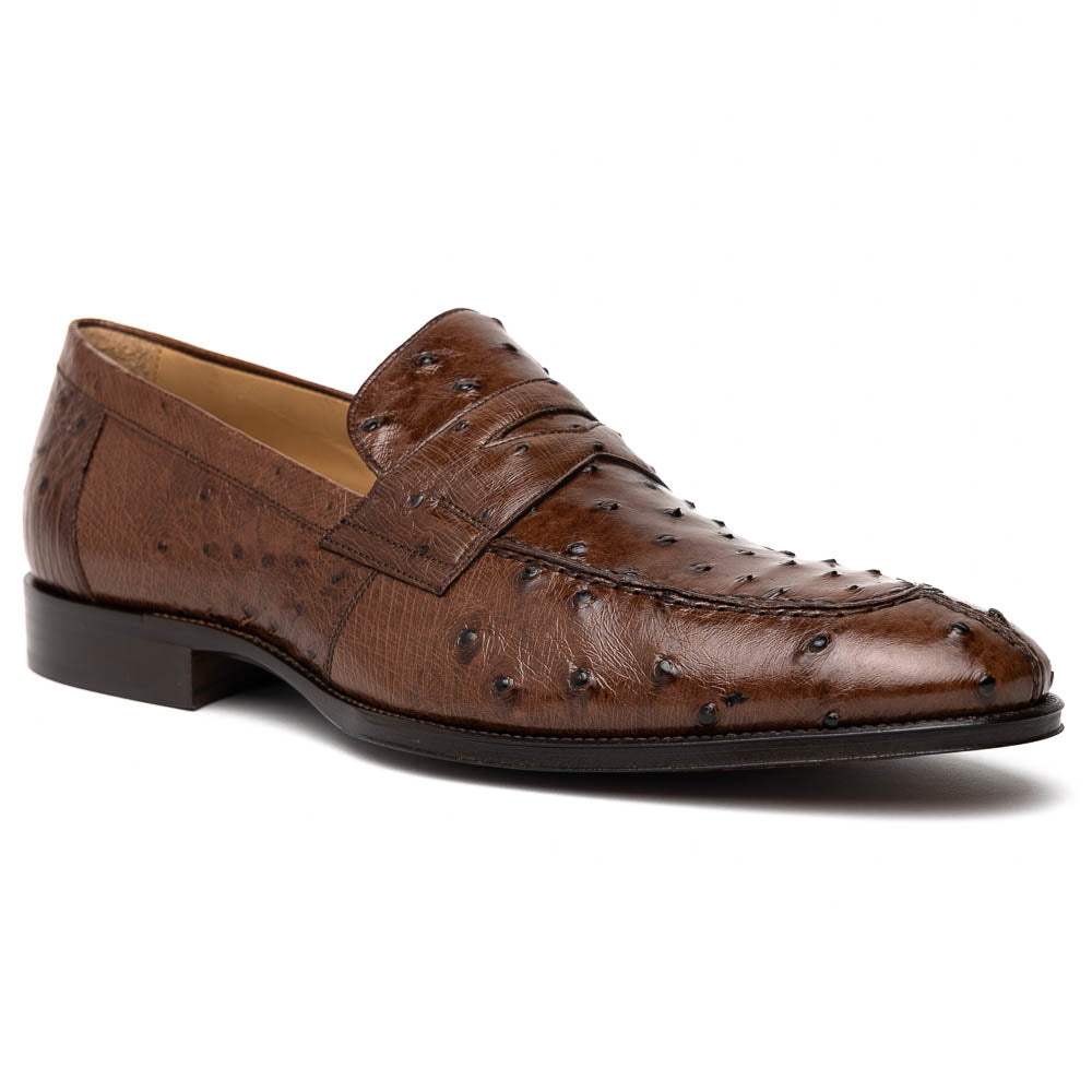13-500-BRN ROMA Ostrich Quill Penny Loafer, Brown - Zelli Italia - Flyclothing LLC