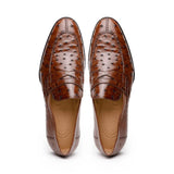 13-500-BRN ROMA Ostrich Quill Penny Loafer, Brown - Zelli Italia - Flyclothing LLC