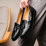 13-581-BLK FRANCO Ostrich Tassel Loafer, Black - Zelli Italia - Flyclothing LLC