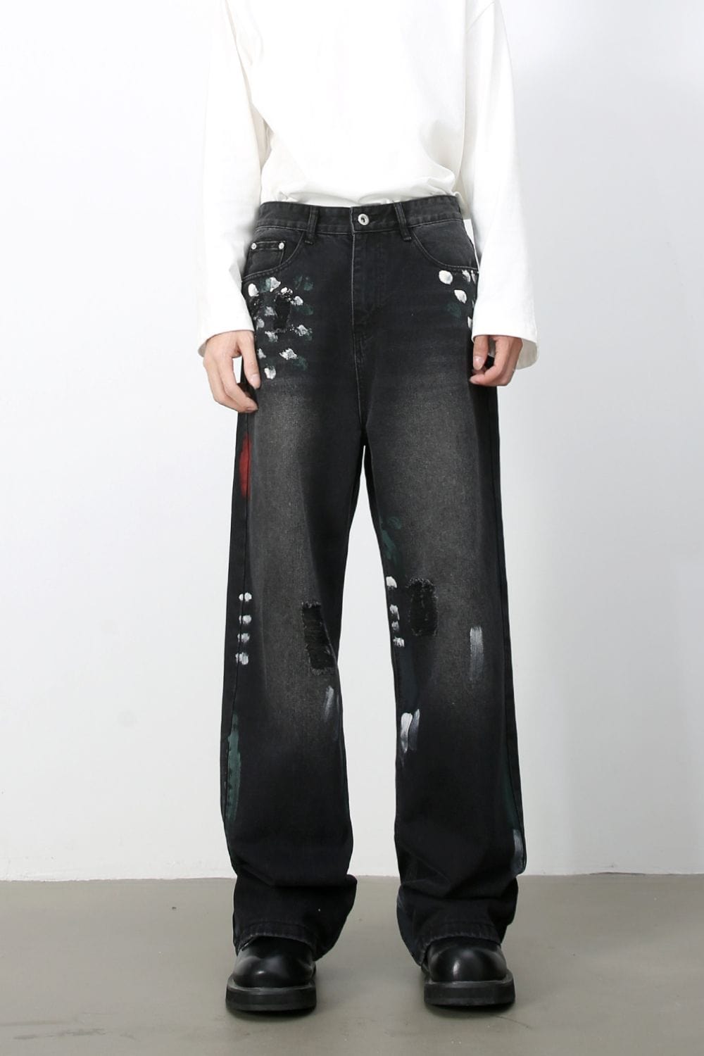 Men's Paint Loose Jeans - Trendsi