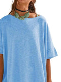 Oversized Round Neck Drop-Shoulder T-Shirt - Trendsi - Flyclothing LLC