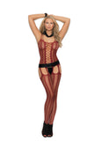 Elegant Memories Burgundy Vertical Striped Bodystocking 1301