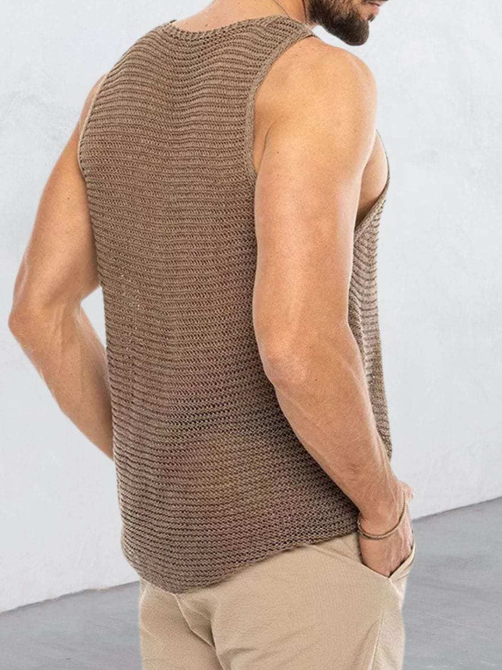 Men's Plus Size Scoop Neck Knit Tank - Trendsi - Flyclothing LLC