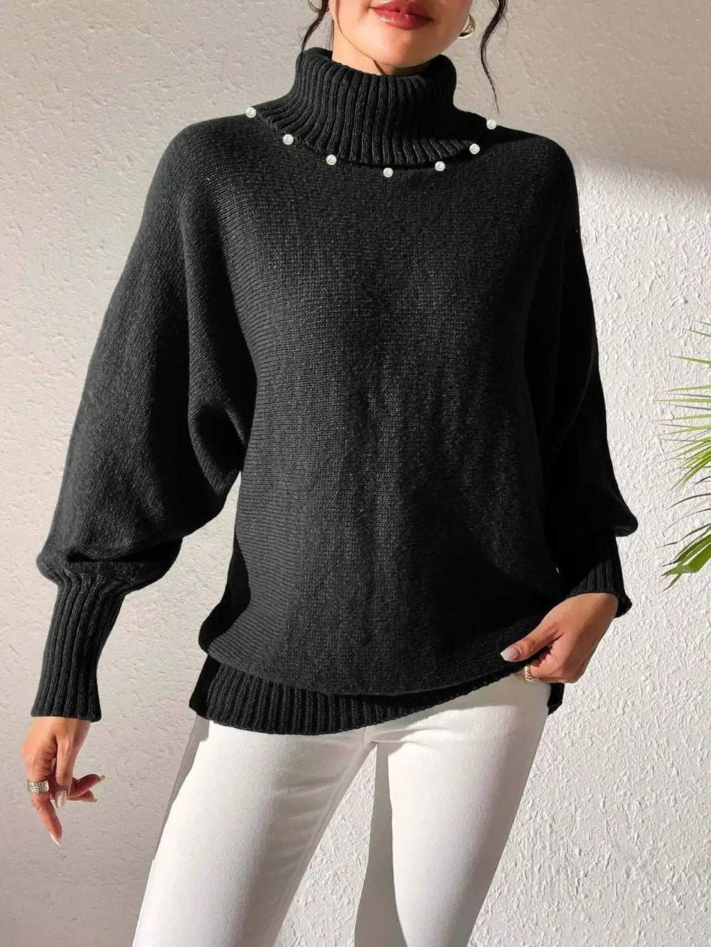 Turtleneck Long Sleeve Sweater - Trendsi - Flyclothing LLC