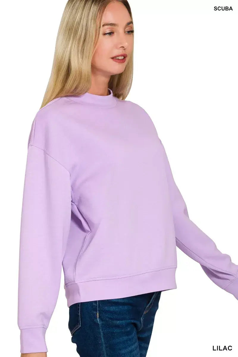 Zenana Scuba Mock Neck Sweatshirt and Joggers Set - Trendsi - Flyclothing LLC