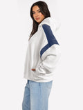 Contrast Dropped Shoulder Long Sleeve Hoodie - Trendsi