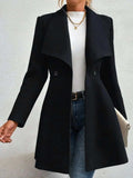Collared Neck Button Up Long Sleeve Coat - Trendsi - Flyclothing LLC