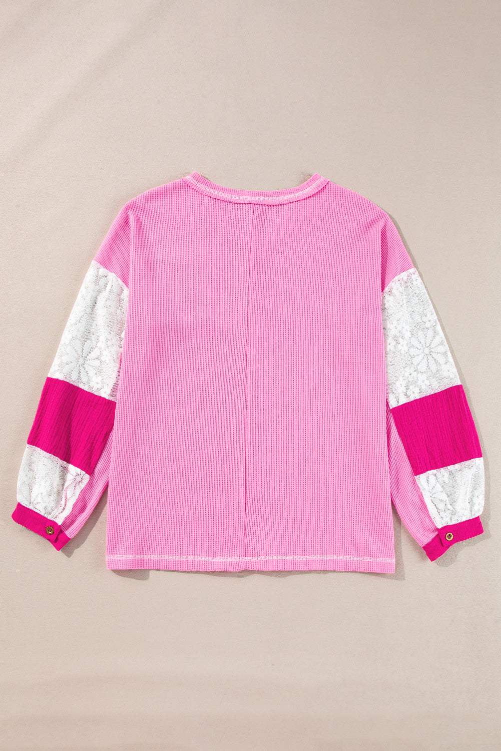 Lace Patchwork Sleeve Stitching V Neck Top - Trendsi - Flyclothing LLC