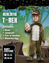 Realistic T-rex Costume Outfit Dinosaur Jumpsuit with Egg for Kids Toddler Halloween Dress-up Party - SHOMICOBOUTIQUE - Flyclothing LLC