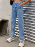 Raw Hem Jeans with Pockets - Trendsi - Flyclothing LLC