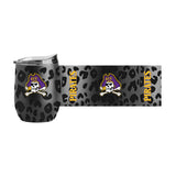 East Carolina Leopard 16oz Black Powdercoat Curved Beverage