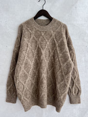Diamond Round Neck Long Sleeve Sweater - Trendsi