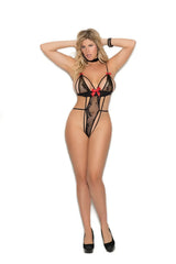 Elegant Moments Lace teddy embellished with bows and a string back - Elegant Moments - Flyclothing LLC