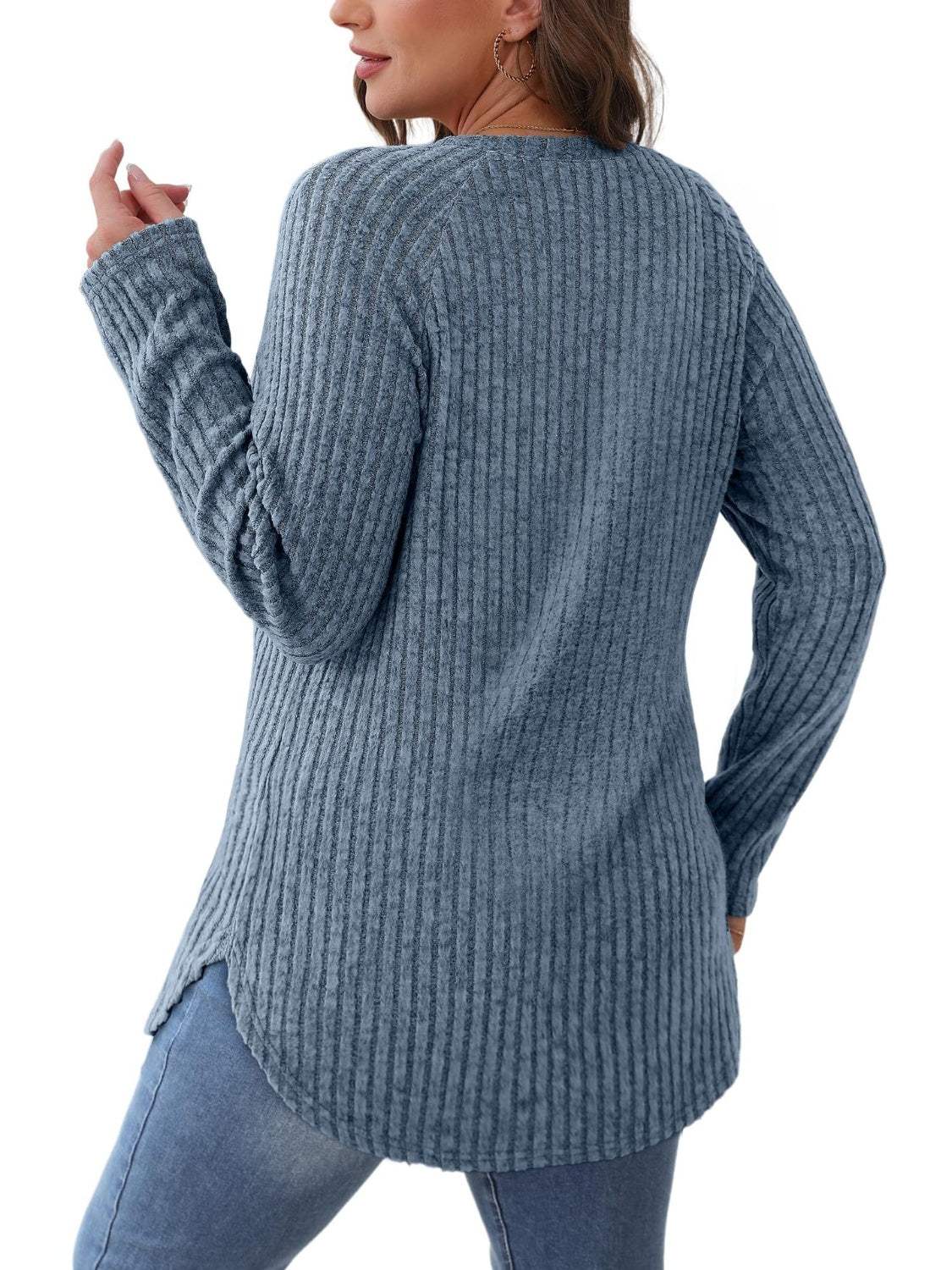 Round Neck Raglan Sleeve T-Shirt - Trendsi - Flyclothing LLC