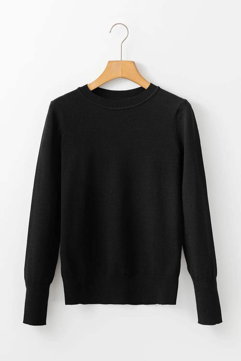 Round Neck Long Sleeve Knit Top - Trendsi - Flyclothing LLC