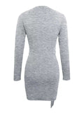 Round Neck Long Sleeve Bodycon Dress - Trendsi - Flyclothing LLC