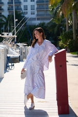 Cotton Gaucho Pants - Nautical Stripe - PLANET by Lauren G - Flyclothing LLC