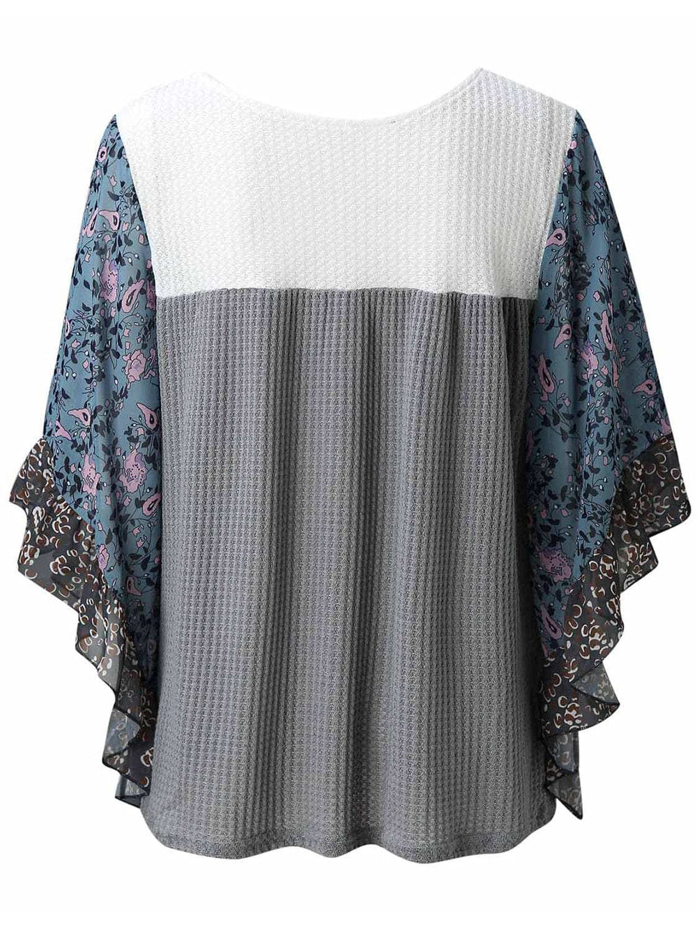 Full Size Printed Round Neck Three-Quarter Sleeve Blouse - Trendsi - Flyclothing LLC