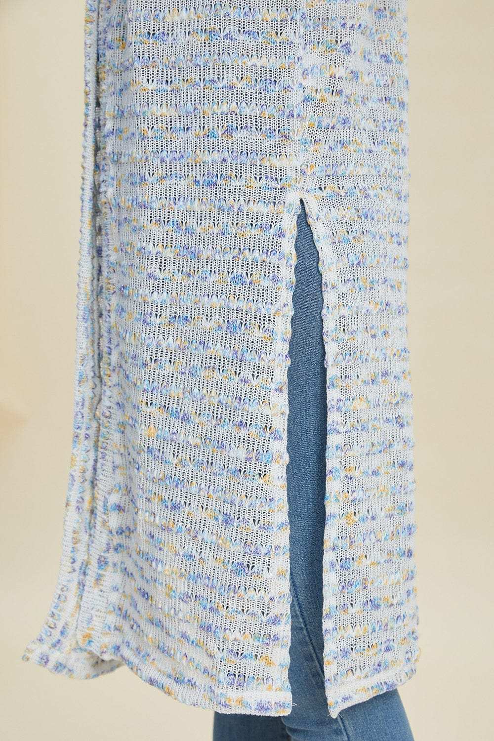 Double Take Full Size Open Front Longline Cardigan - Trendsi - Flyclothing LLC