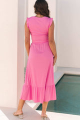 Ruffle Trim Round Neck Top and Drawstring Skirt Set - Trendsi - Flyclothing LLC