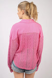 VERY J Button Up Long Sleeve Lace Shirt - Trendsi