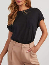 Round Neck Half Sleeve T-Shirt - Trendsi - Flyclothing LLC