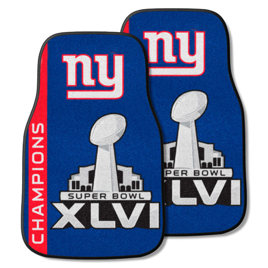 New York Giants Front Carpet Car Mat Set - 2 Pieces, 2012 Super Bowl XLVI Champions - New York Giants