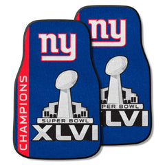 New York Giants Front Carpet Car Mat Set - 2 Pieces, 2012 Super Bowl XLVI Champions - New York Giants