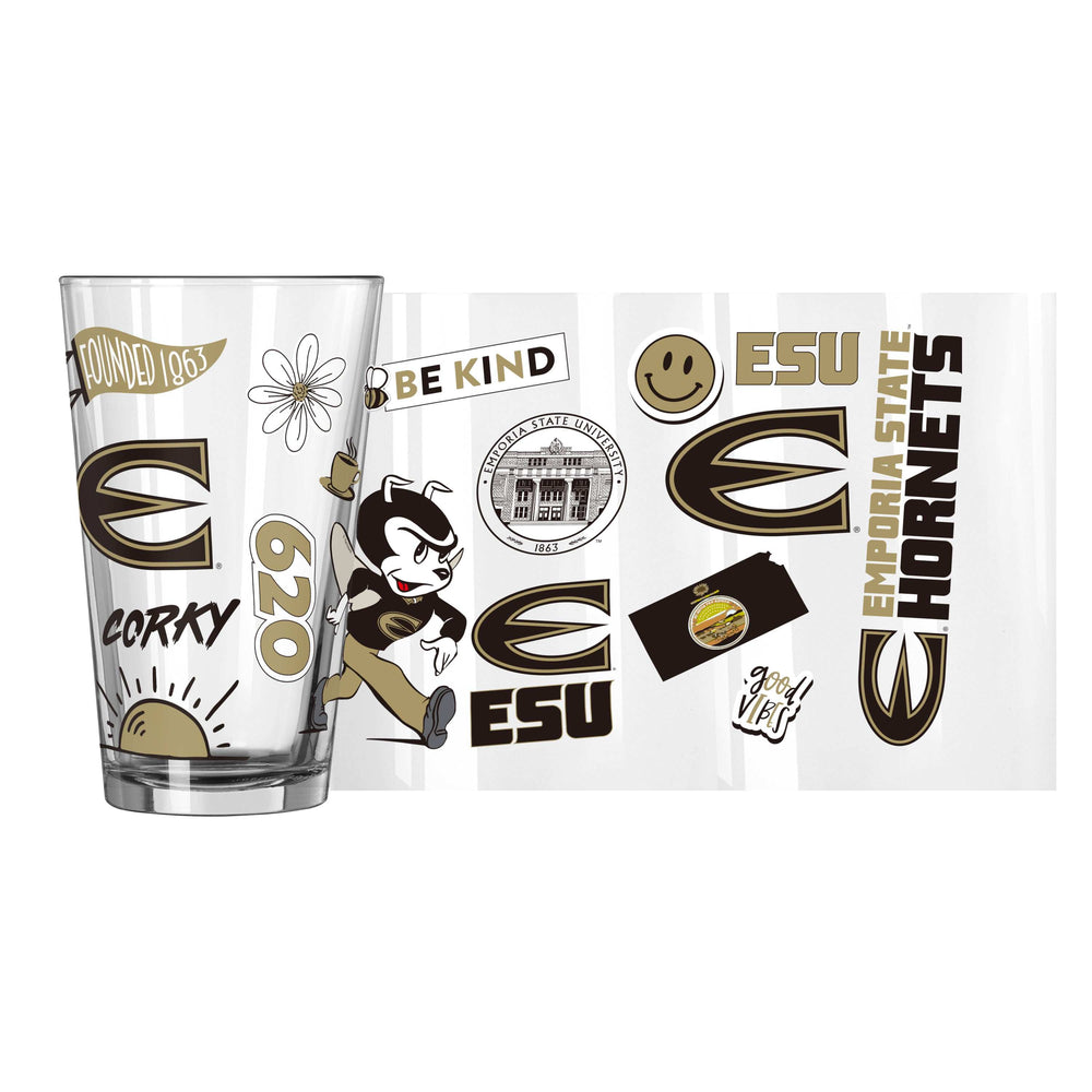 Emporia State 16oz Native Pint Glass - Logo Brands - Flyclothing LLC