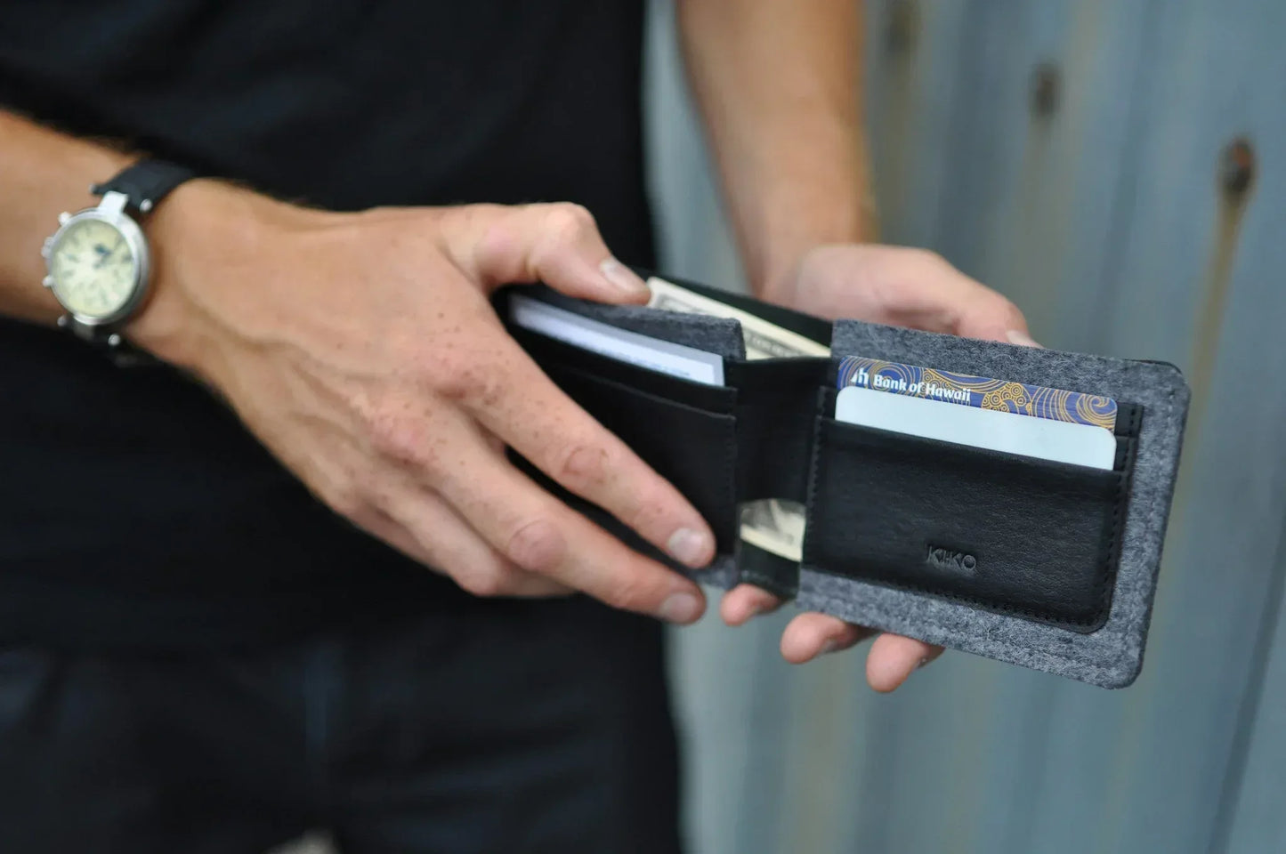 Dual Textured Wallet - Kiko Leather - Flyclothing LLC