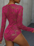 Lace Long Sleeve Bodysuit - Trendsi - Flyclothing LLC
