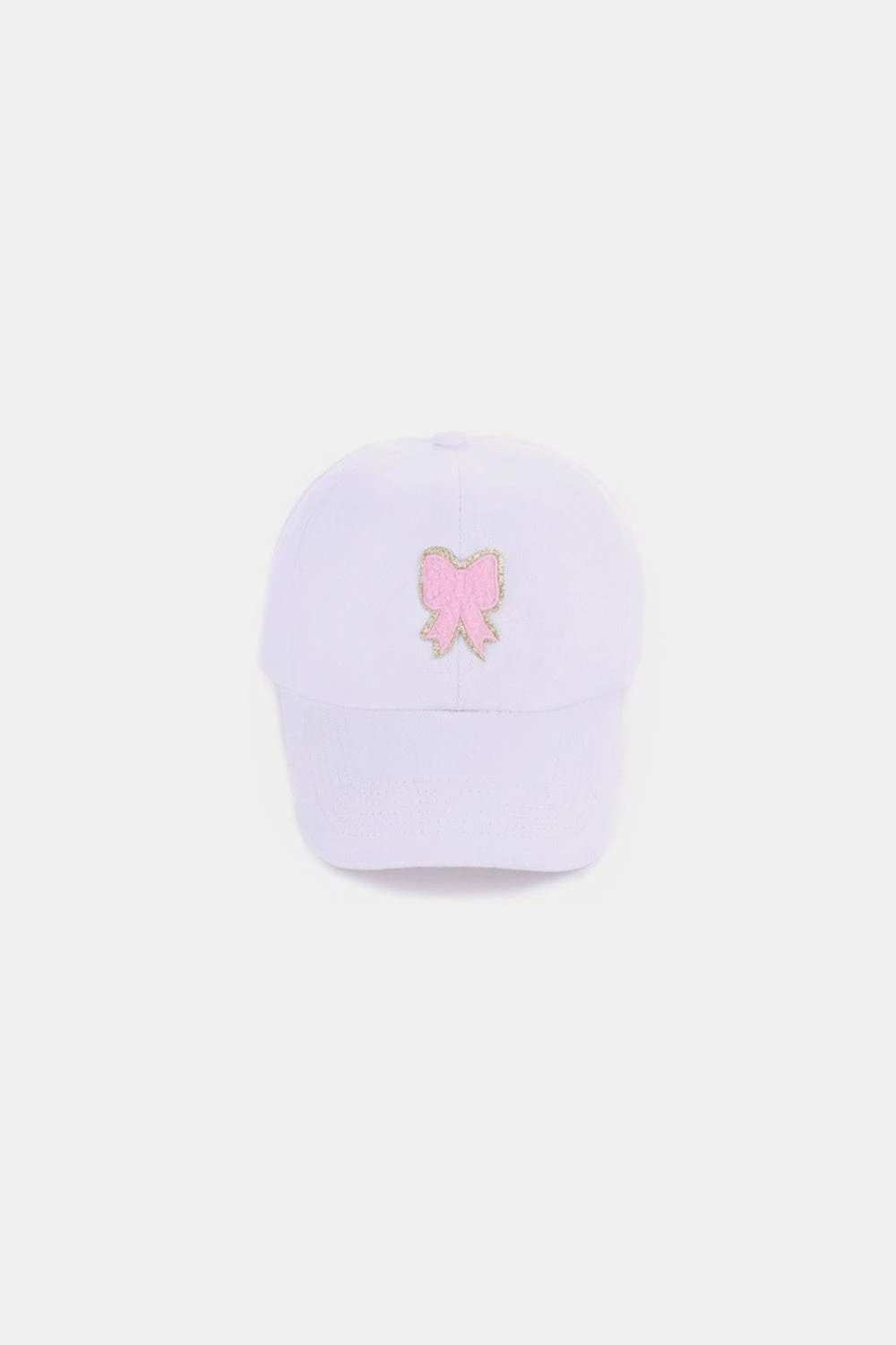 Zenana Ribbon Bow Chenille Patch Baseball Cap - Trendsi - Flyclothing LLC