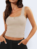 Lace Detail Square Neck Tank - Trendsi - Flyclothing LLC