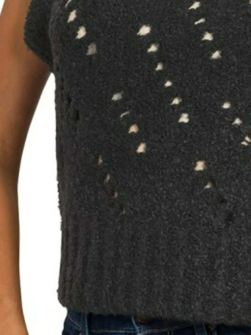 Zenana Openwork Textured Wool Sweater Vest - Trendsi - Flyclothing LLC