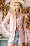 First Love Full Size Single-Breasted Flap Pocket Corduroy Blazer - Trendsi