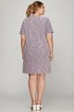 She + Sky Full Size Short Sleeve Pearl Studded Trim Knit Tweed Dress Plus Size - Trendsi