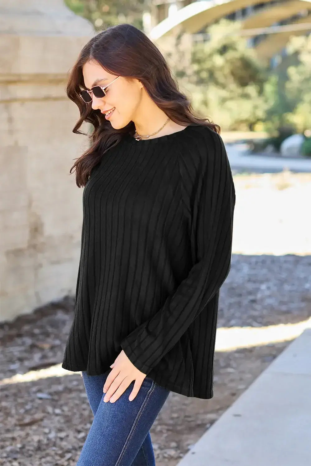Basic Bae Full Size Ribbed Round Neck Long Sleeve Knit Top - ShopBasicbae - Flyclothing LLC