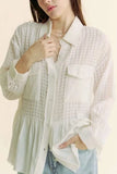 Davi & Dani Garment Washed Jacquard Button Front Shirt - Trendsi